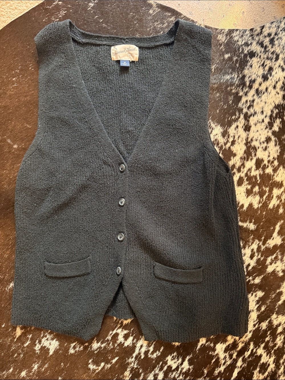 Universal Thread Black V-Neck Button Front Sweater Vest